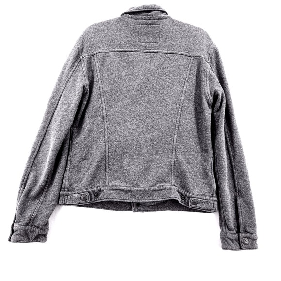 Levis Mens Large Knit Trucker Jacket Blue Heathered Sweatshirt Denim Style - Picture 2 of 13